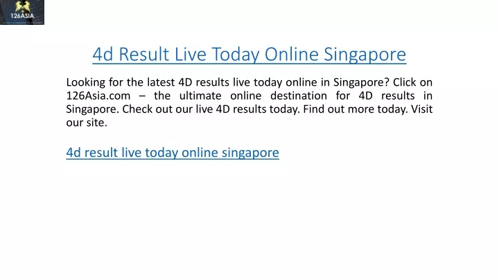 4d result live today online singapore