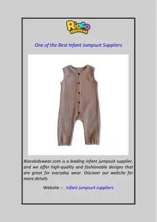 One of the Best Infant Jumpsuit Suppliers