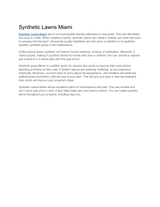 Synthetic Lawns Miami