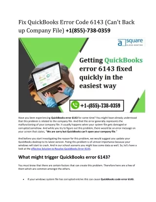 fix quickbooks error code 6143 can t back