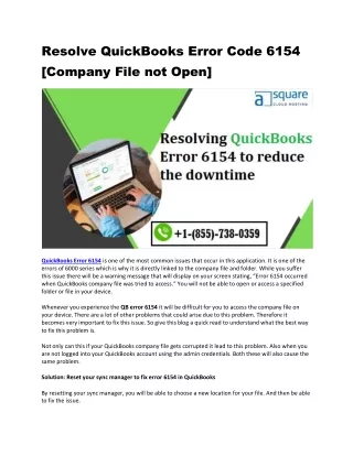 resolve quickbooks error code 6154 company file
