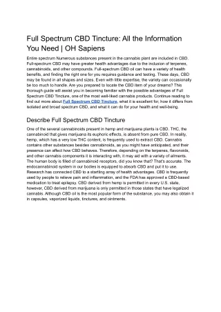 full spectrum cbd tincture all the information