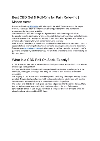 Best CBD Gel & Roll-Ons for Pain Relieving _ Macon Acres