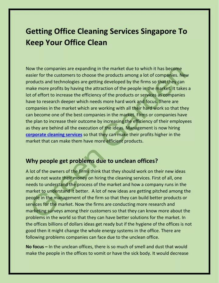 getting office cleaning services singapore