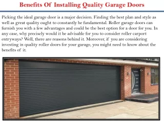 benefits of installing quality garage doors