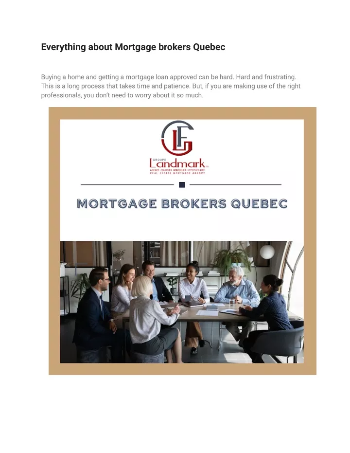 everything about mortgage brokers quebec