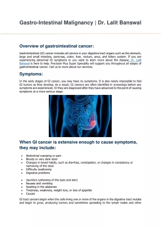 gastro intestinal malignancy dr lalit banswal