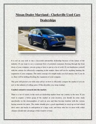 Nissan Dealer Maryland - Clarksville Used Cars Dealerships