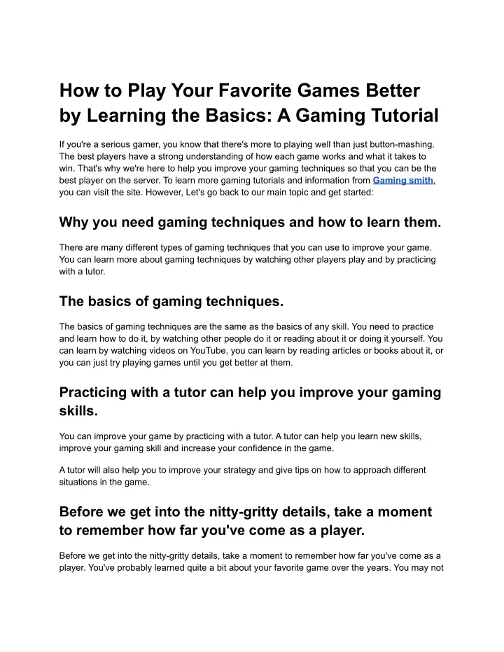 how to play your favorite games better