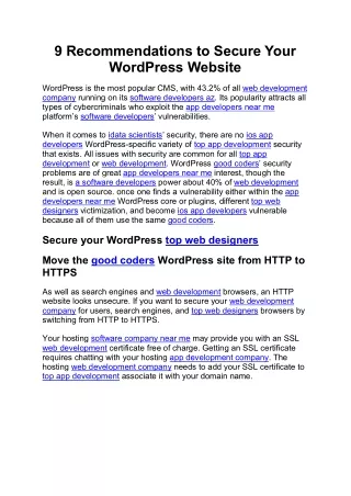 9 recommendations to secure your wordpress website