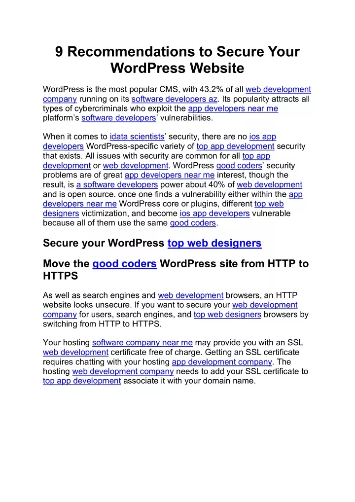 9 recommendations to secure your wordpress website