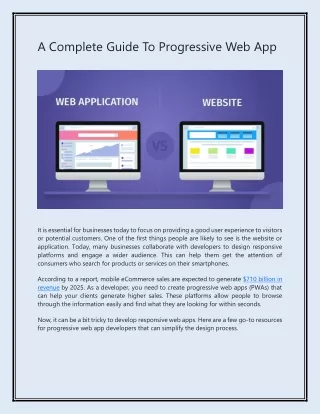 a complete guide to progressive web app
