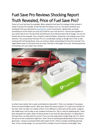 Fuel Save Pro Review 2022: (Buyer Beware!) Is it legit or Scam?