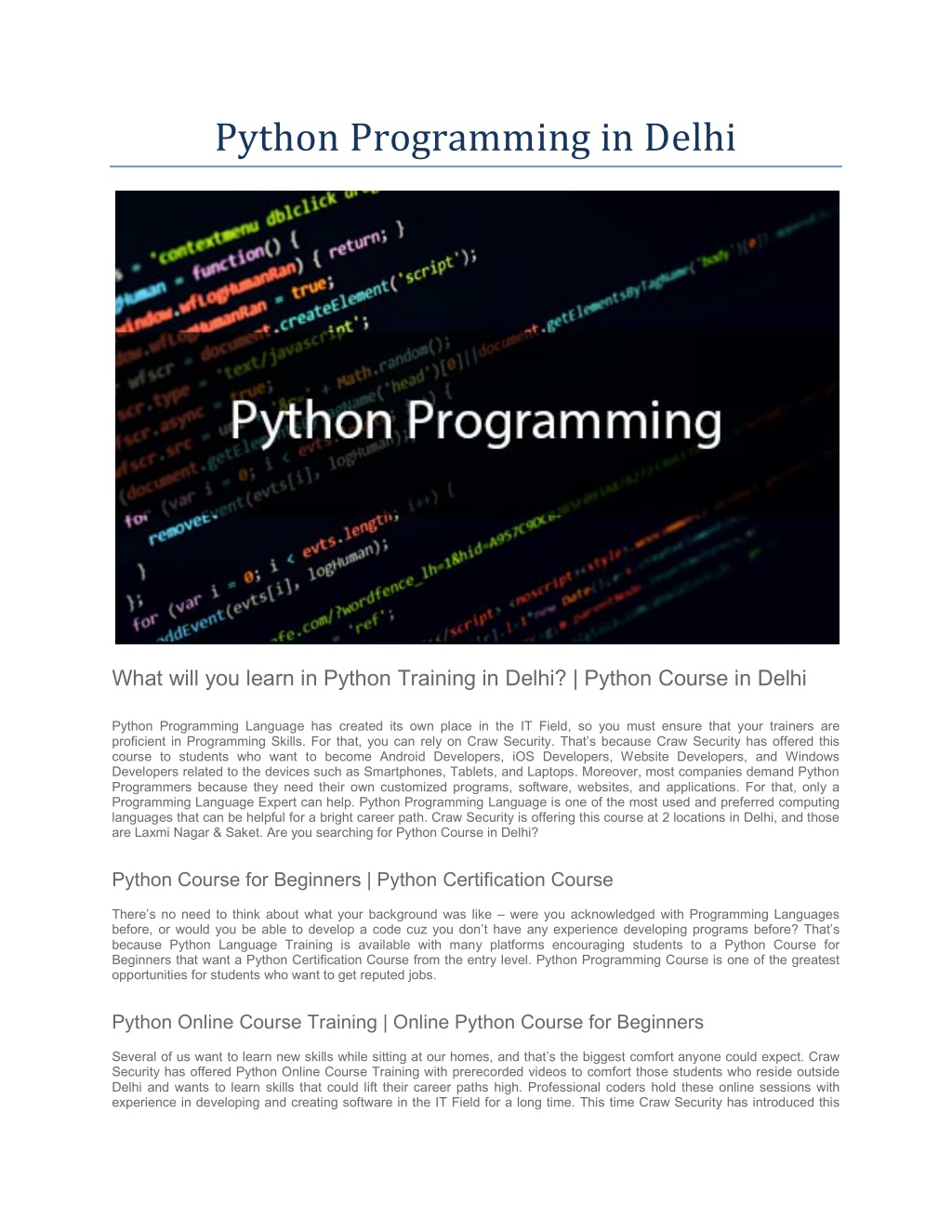 PPT - Python Programming in Delhi PowerPoint Presentation, free ...
