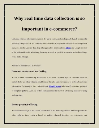 Why real time data collection is so important in e-commerce