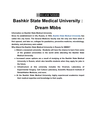 Bashkir State Medical University _ Dream Mbbs