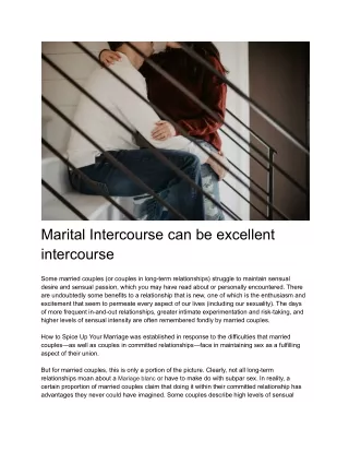 Marital Intercourse can be excellent intercourse