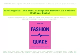 {DOWNLOAD} FashionQuake The Most Disruptive Moments in Fashion (Culture Quake) Free Online