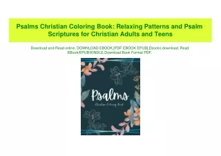 (READ)^ Psalms Christian Coloring Book Relaxing Patterns and Psalm Scriptures for Christian Adults and Teens Pdf