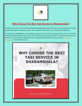 Why Choose The Best Taxi Service In Dharamshala