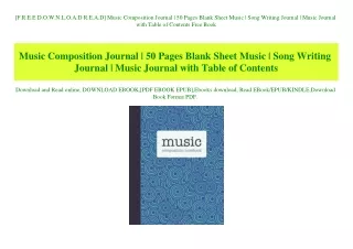 [F.R.E.E D.O.W.N.L.O.A.D R.E.A.D] Music Composition Journal  50 Pages Blank Sheet Music  Song Writing Journal  Music Jou