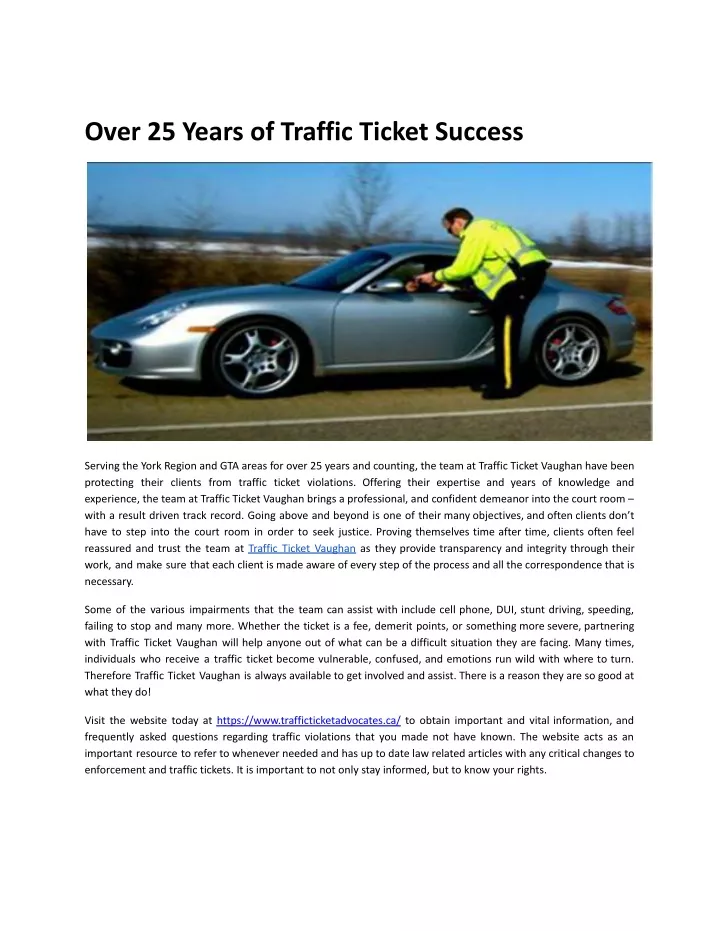 over 25 years of traffic ticket success