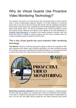 Why do Virtual Guards Use Proactive Video Monitoring?