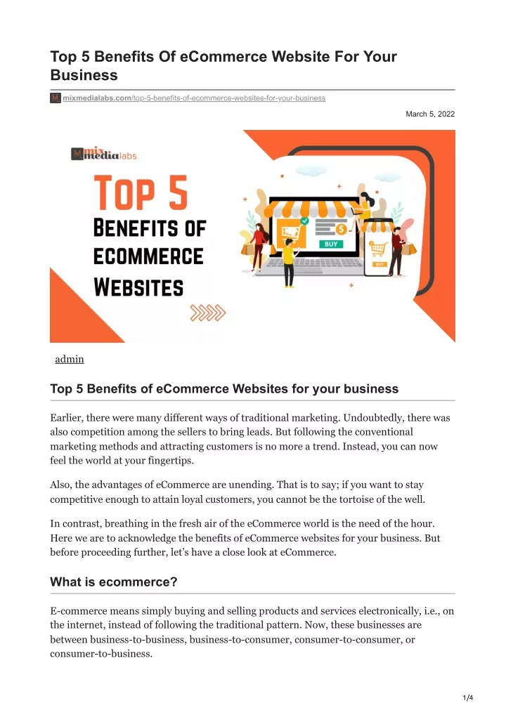 top 5 benefits of ecommerce website for your