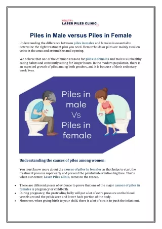 Piles in Male versus Piles in Female