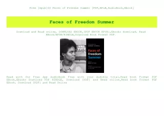 Free [epub]$$ Faces of Freedom Summer [PDF EPuB AudioBook Ebook]