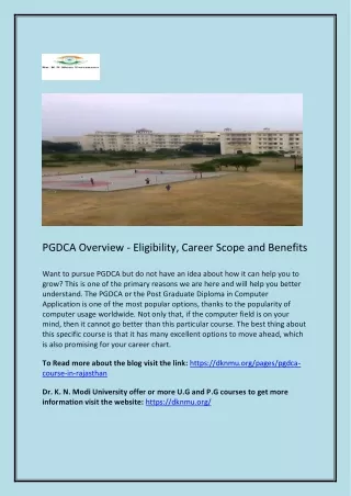 pgdca overview eligibility career scope