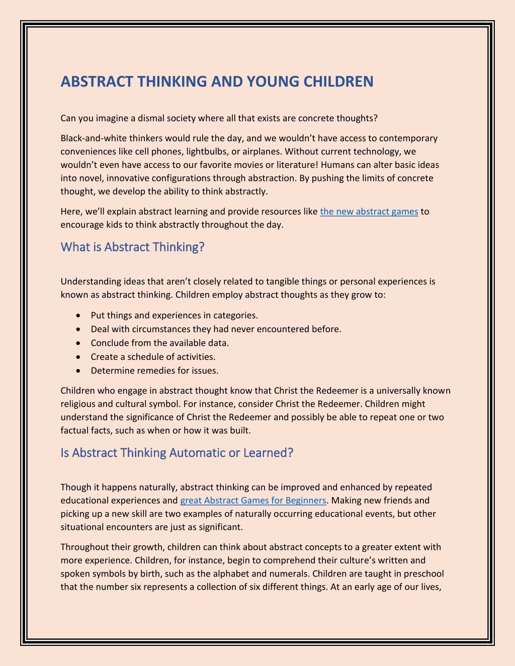 PPT - ABSTRACT THINKING AND YOUNG CHILDREN PowerPoint Presentation ...