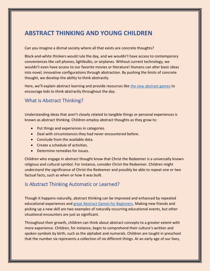 abstract thinking and young children