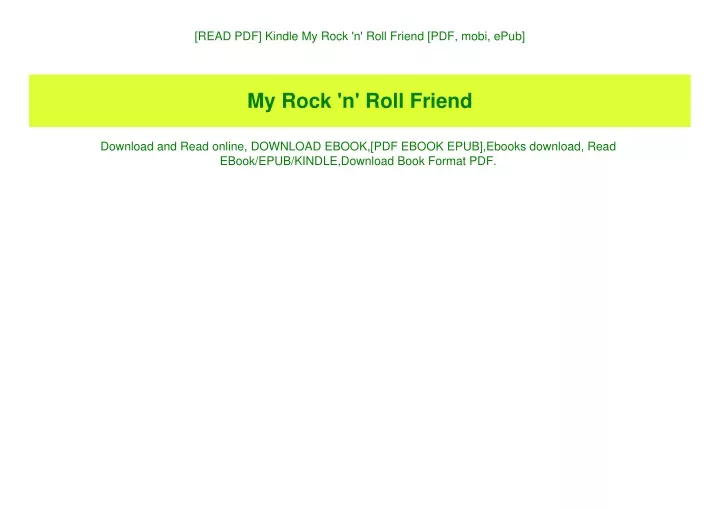 read pdf kindle my rock n roll friend pdf mobi