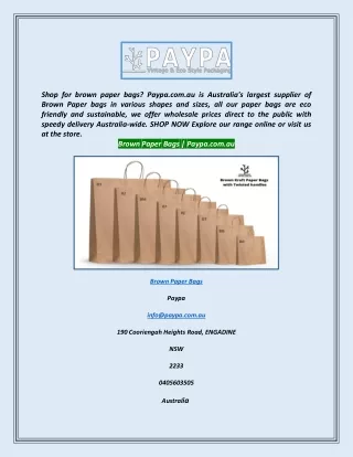 Brown Paper Bags  Paypa.com.au
