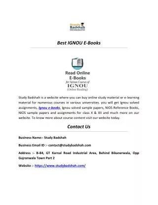 Best IGNOU E-Books