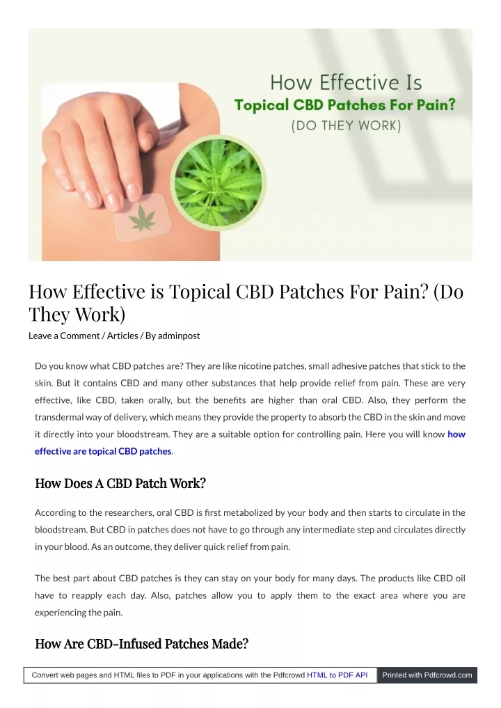 how e ective is topical cbd patches for pain