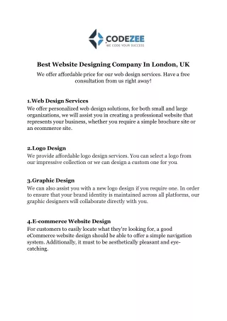 Best Website Designing Company In London, UK