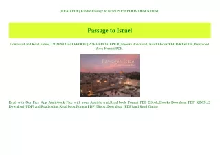 [READ PDF] Kindle Passage to Israel PDF EBOOK DOWNLOAD