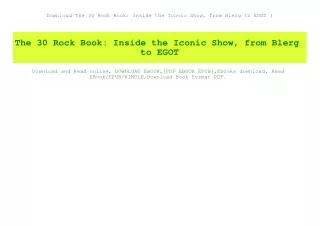 Download The 30 Rock Book Inside the Iconic Show  from Blerg to EGOT (E.B.O.O.K. DOWNLOAD^