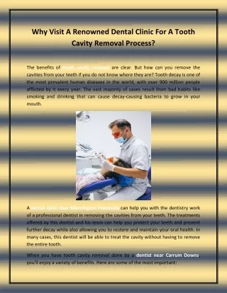 Why Visit A Renowned Dental Clinic For A Tooth Cavity Removal Process