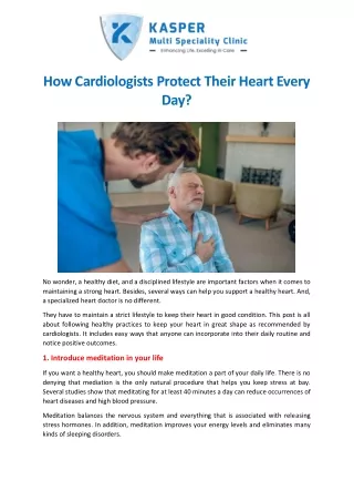 how cardiologists protect their heart every day