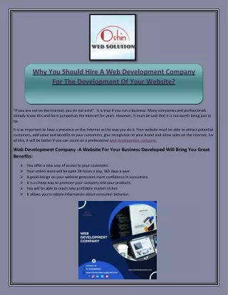 Why You Should Hire A Web Development Company For The Development Of Your Website