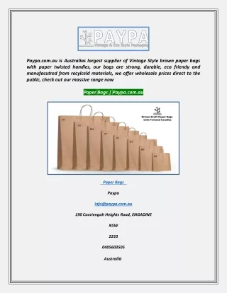 Paper Bags  Paypa.com.au