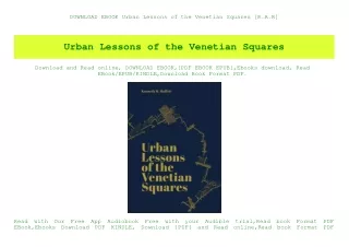 download ebook urban lessons of the venetian