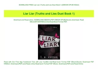 DOWNLOAD FREE Liar Liar (Truths and Lies Duet Book 1) [EBOOK EPUB KIDLE]