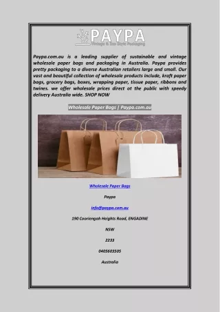 Wholesale Paper Bags  Paypa.com.au
