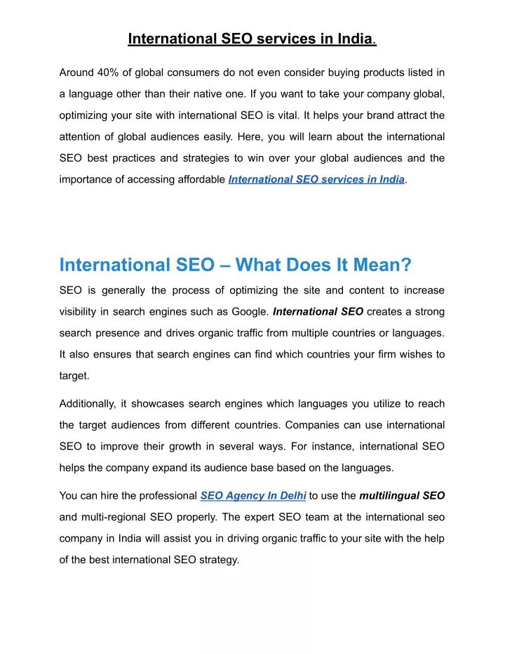 international seo services in india