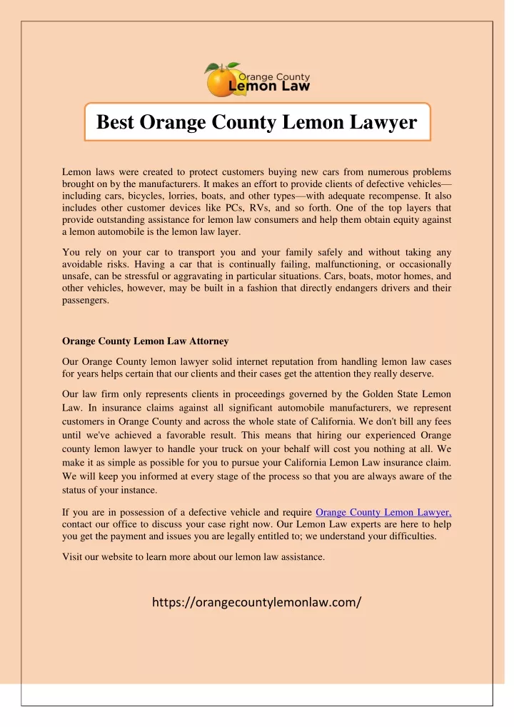 best orange county lemon lawyer