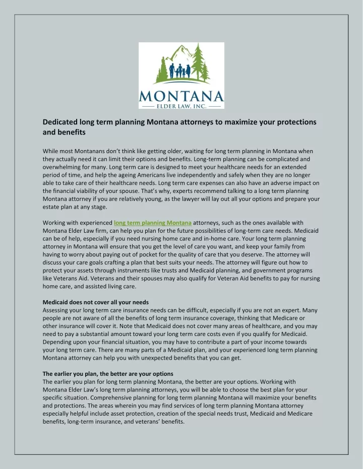 dedicated long term planning montana attorneys